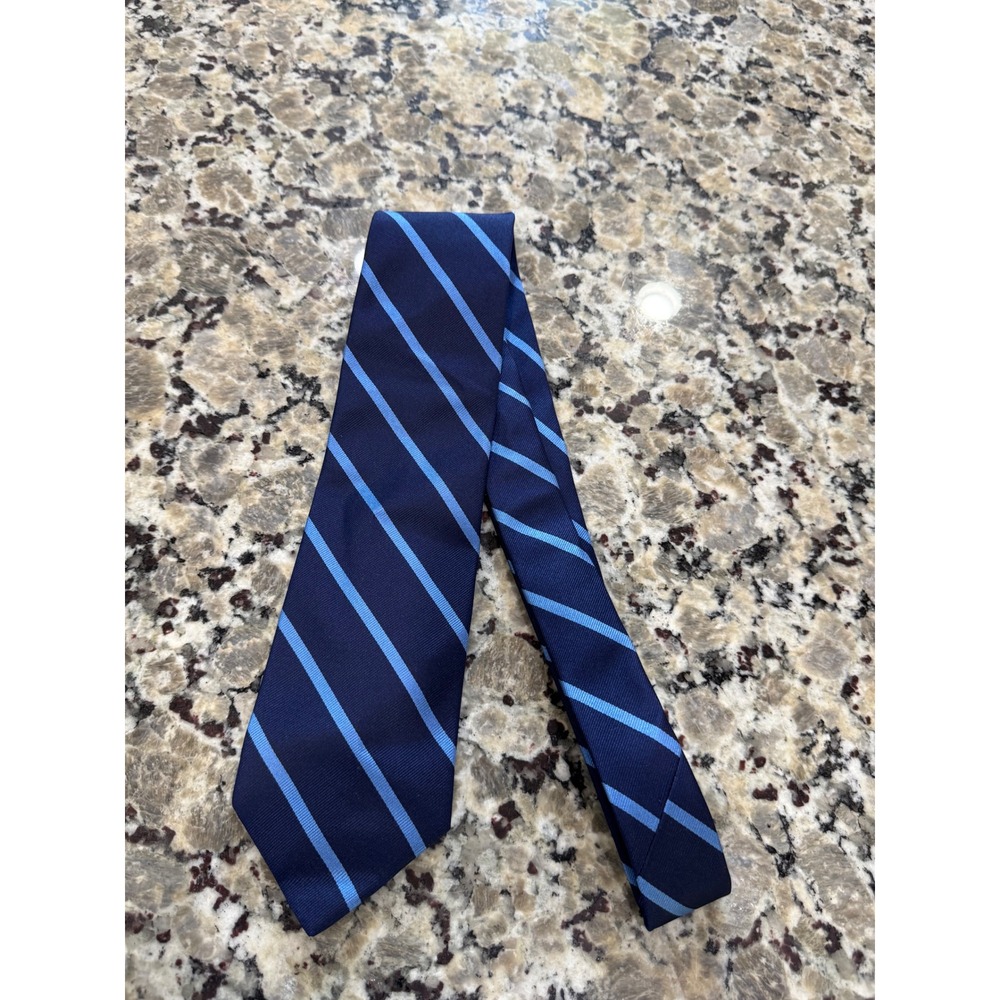Brooks Brothers Silk Repp Tie Mens OS Navy Blue Striped Excellent Woven England